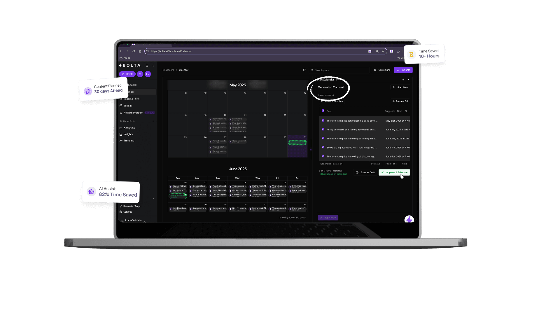 Smart Content Generator for Social Media Creators Dashboard