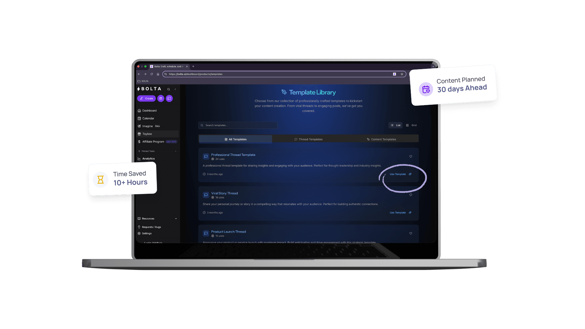 Your Agent Uses Proven Templates to Create Content Dashboard